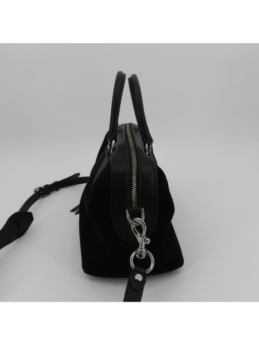 Rebecca Minkoff Pippa Duffle Black Suede Leather Crossbody Handbag Purse Bag - Picture 4 of 15